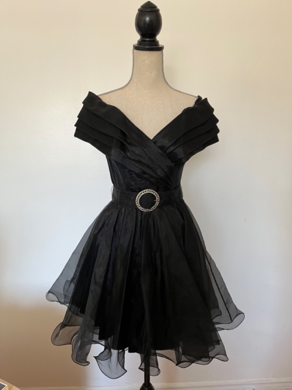 Little Black Dress with Sheer Overlay and Lace Design